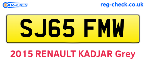 SJ65FMW are the vehicle registration plates.