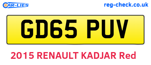 GD65PUV are the vehicle registration plates.
