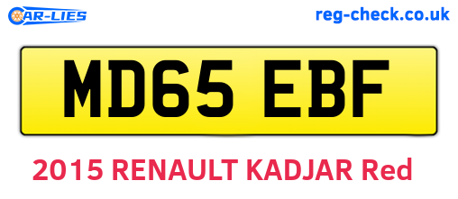 MD65EBF are the vehicle registration plates.