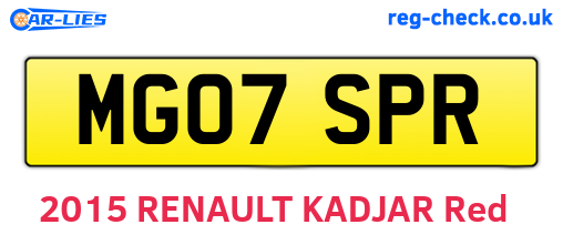 MG07SPR are the vehicle registration plates.