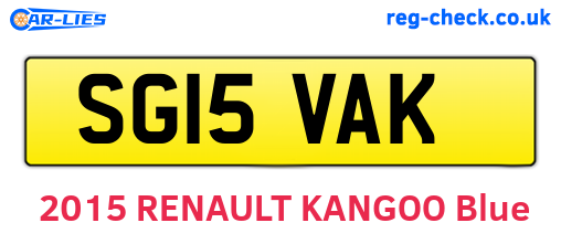 SG15VAK are the vehicle registration plates.