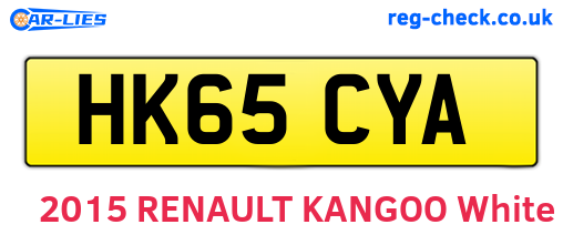 HK65CYA are the vehicle registration plates.