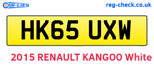 HK65UXW are the vehicle registration plates.