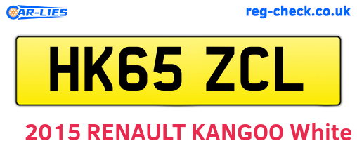 HK65ZCL are the vehicle registration plates.