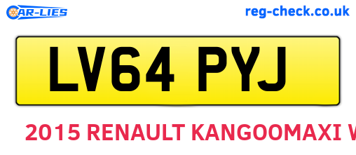 LV64PYJ are the vehicle registration plates.