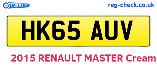 HK65AUV are the vehicle registration plates.