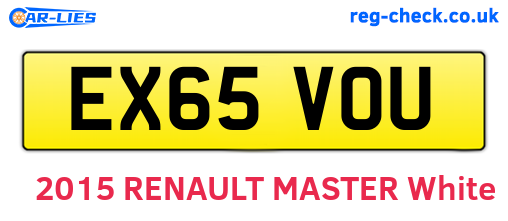 EX65VOU are the vehicle registration plates.