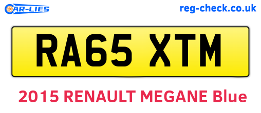 RA65XTM are the vehicle registration plates.
