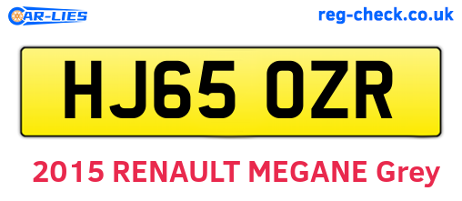 HJ65OZR are the vehicle registration plates.