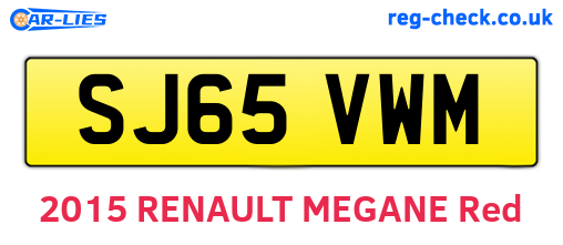 SJ65VWM are the vehicle registration plates.
