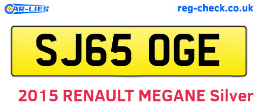 SJ65OGE are the vehicle registration plates.