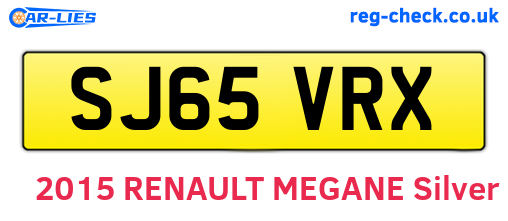 SJ65VRX are the vehicle registration plates.
