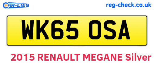 WK65OSA are the vehicle registration plates.