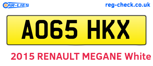 AO65HKX are the vehicle registration plates.