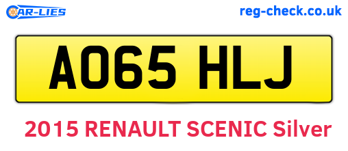 AO65HLJ are the vehicle registration plates.