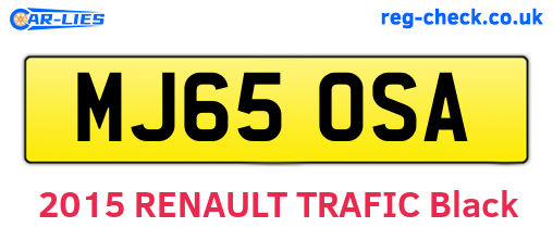 MJ65OSA are the vehicle registration plates.