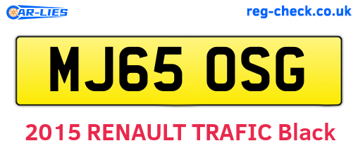 MJ65OSG are the vehicle registration plates.
