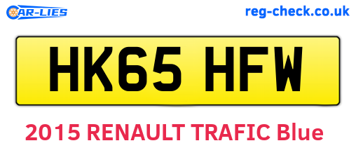 HK65HFW are the vehicle registration plates.