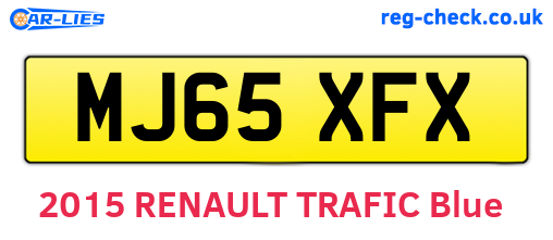 MJ65XFX are the vehicle registration plates.