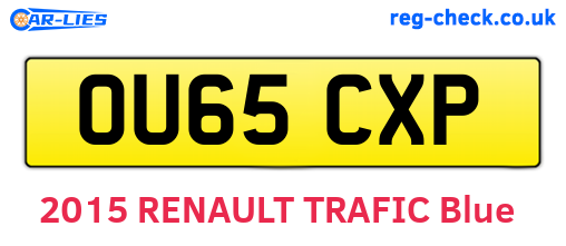 OU65CXP are the vehicle registration plates.