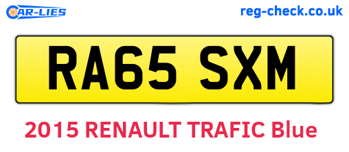 RA65SXM are the vehicle registration plates.