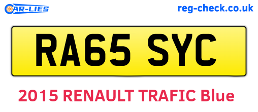 RA65SYC are the vehicle registration plates.