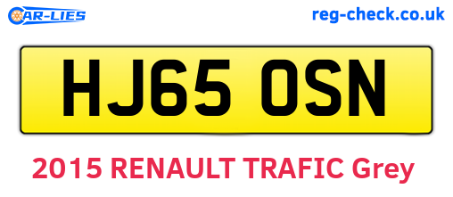 HJ65OSN are the vehicle registration plates.