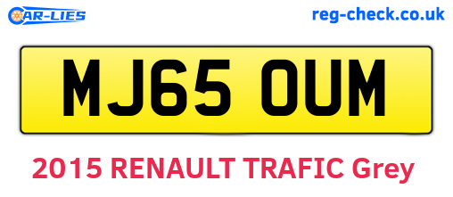 MJ65OUM are the vehicle registration plates.