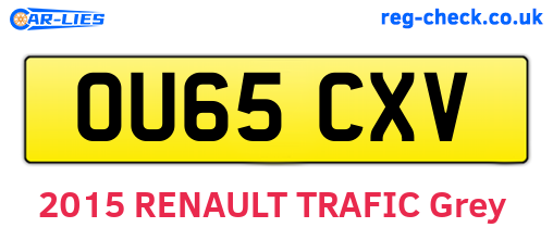 OU65CXV are the vehicle registration plates.