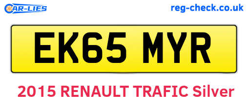 EK65MYR are the vehicle registration plates.