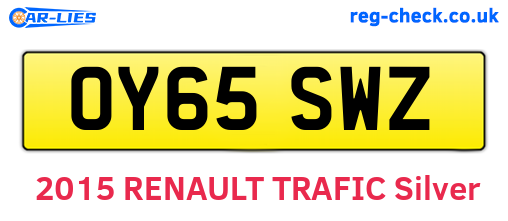 OY65SWZ are the vehicle registration plates.