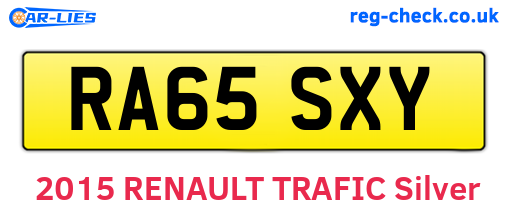 RA65SXY are the vehicle registration plates.