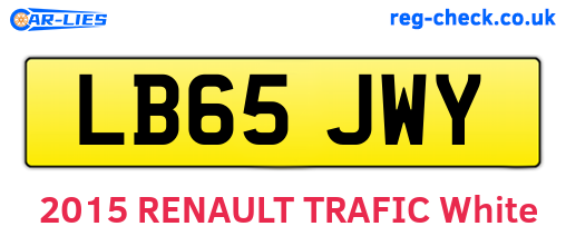 LB65JWY are the vehicle registration plates.