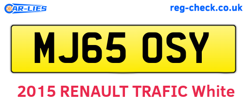 MJ65OSY are the vehicle registration plates.