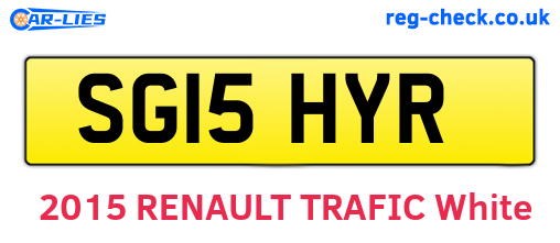 SG15HYR are the vehicle registration plates.