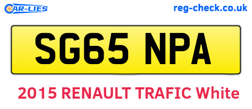 SG65NPA are the vehicle registration plates.