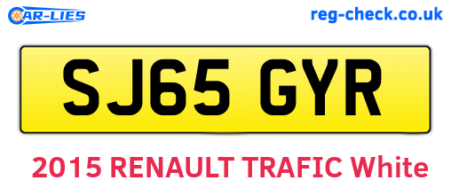 SJ65GYR are the vehicle registration plates.