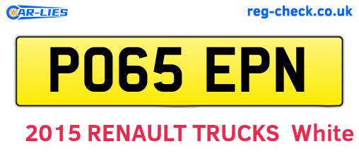 PO65EPN are the vehicle registration plates.