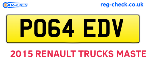 PO64EDV are the vehicle registration plates.