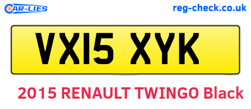 VX15XYK are the vehicle registration plates.
