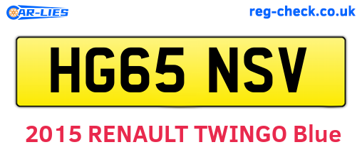 HG65NSV are the vehicle registration plates.