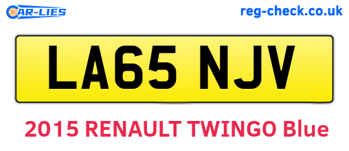 LA65NJV are the vehicle registration plates.
