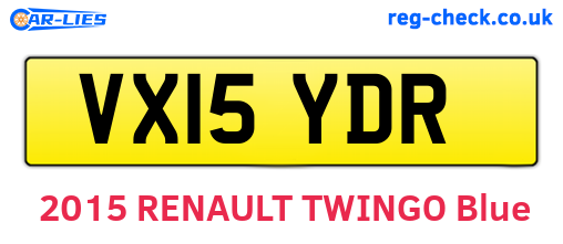 VX15YDR are the vehicle registration plates.