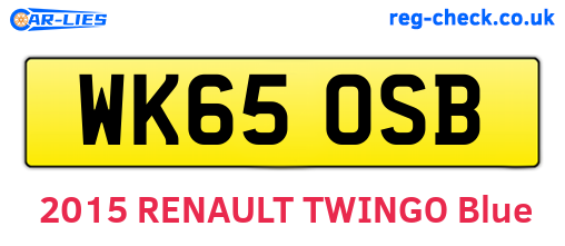 WK65OSB are the vehicle registration plates.