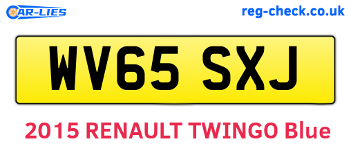 WV65SXJ are the vehicle registration plates.
