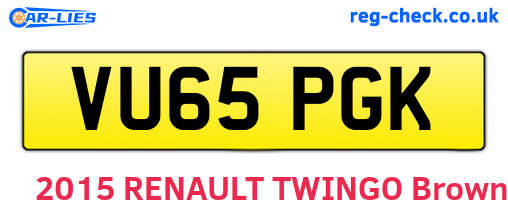 VU65PGK are the vehicle registration plates.