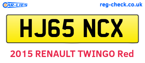HJ65NCX are the vehicle registration plates.