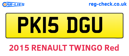 PK15DGU are the vehicle registration plates.