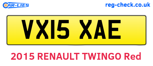 VX15XAE are the vehicle registration plates.