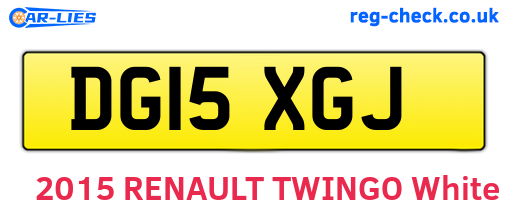 DG15XGJ are the vehicle registration plates.